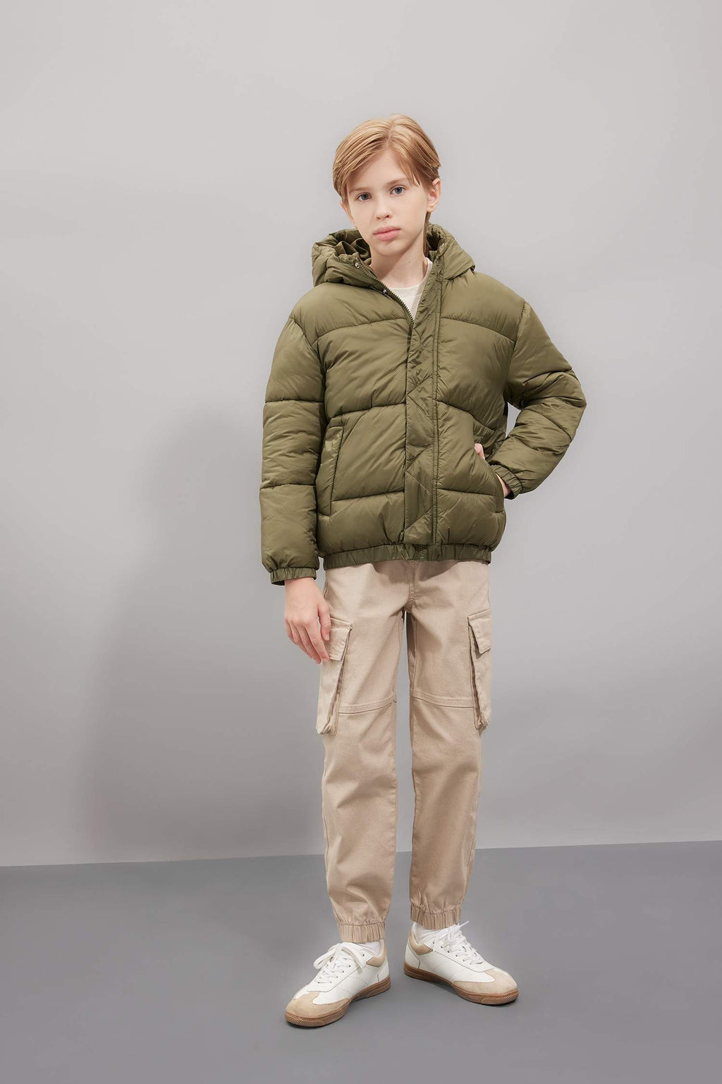 Boys Waterproof Hooded Zippered Coat with Snaps and Pockets