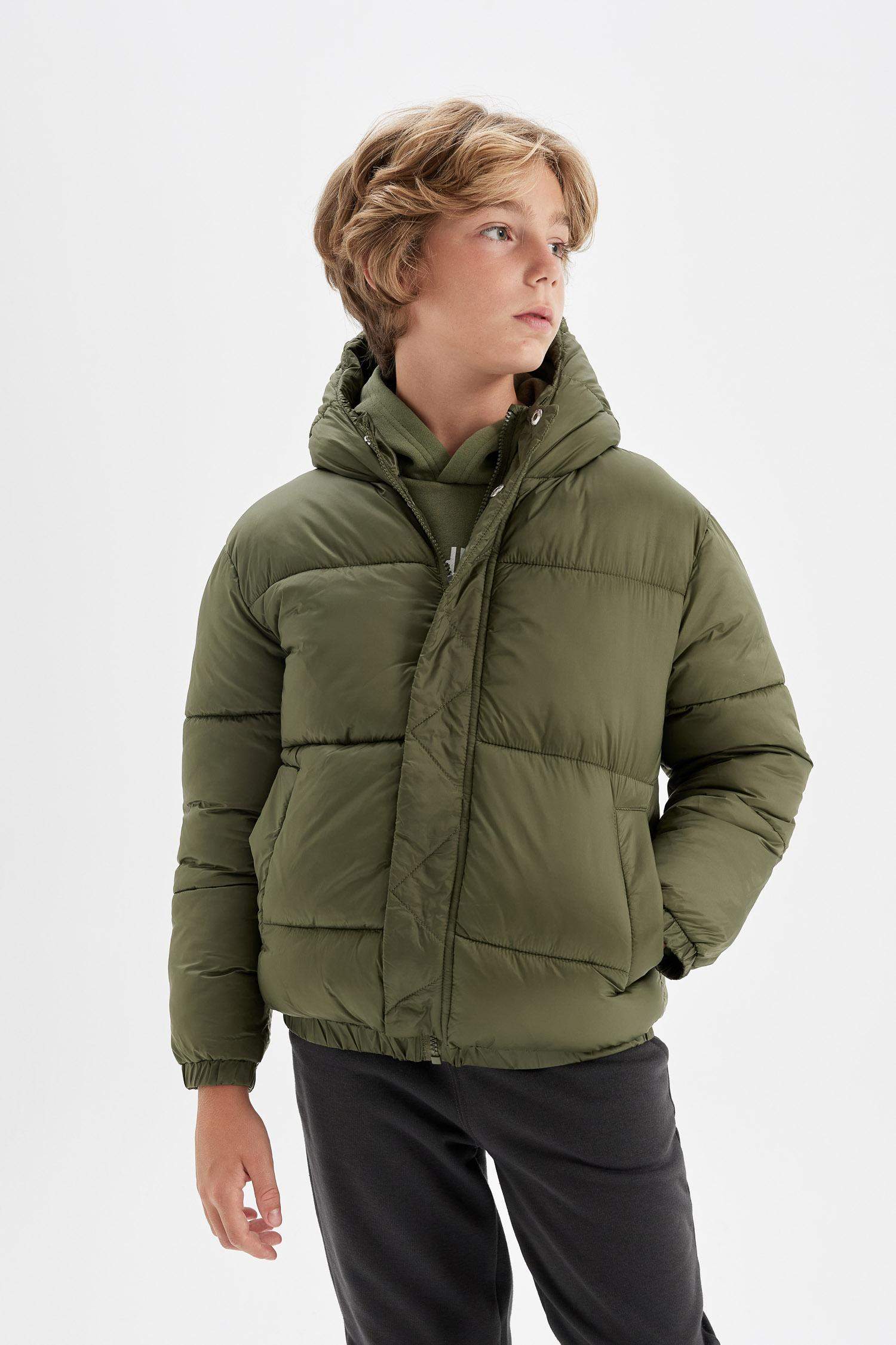 Boys Waterproof Hooded Zippered Coat with Snaps and Pockets