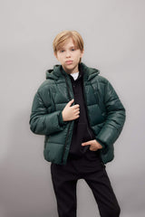 Boys Waterproof Hooded Zippered Pocket Puffer Jacket