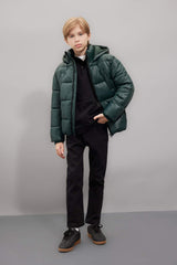 Boys Waterproof Hooded Zippered Pocket Puffer Jacket