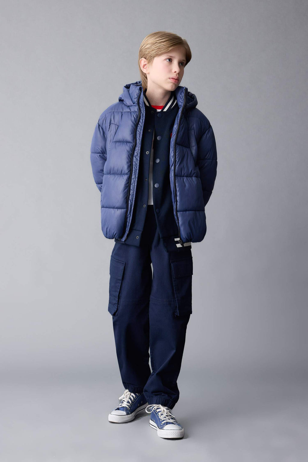 Boys Waterproof Hooded Zippered Pocket Puffer Jacket