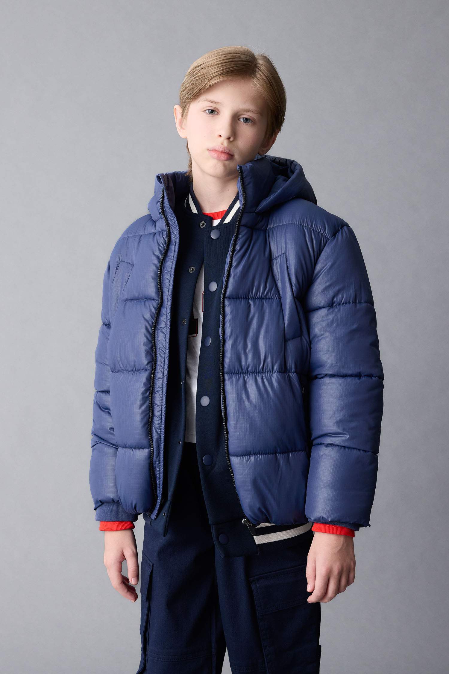 Boys Waterproof Hooded Zippered Pocket Puffer Jacket