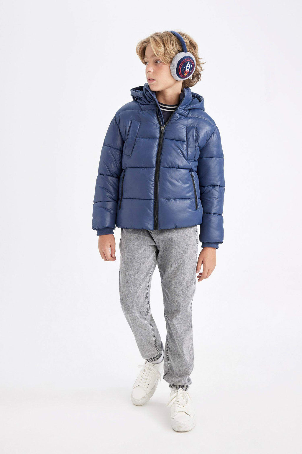 Boys Waterproof Hooded Zippered Pocket Puffer Jacket