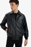 Water Repellent Regular Fit Shirt Collar Zippered Faux Leather Seasonal Jacket Coat with Inner Pocket