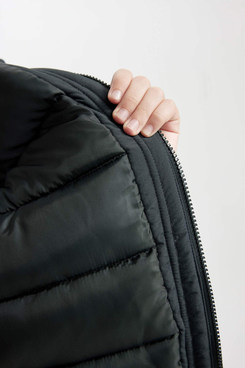 Boys Detachable Faux Fur Collar Hooded Zippered Snap Pocket Coat