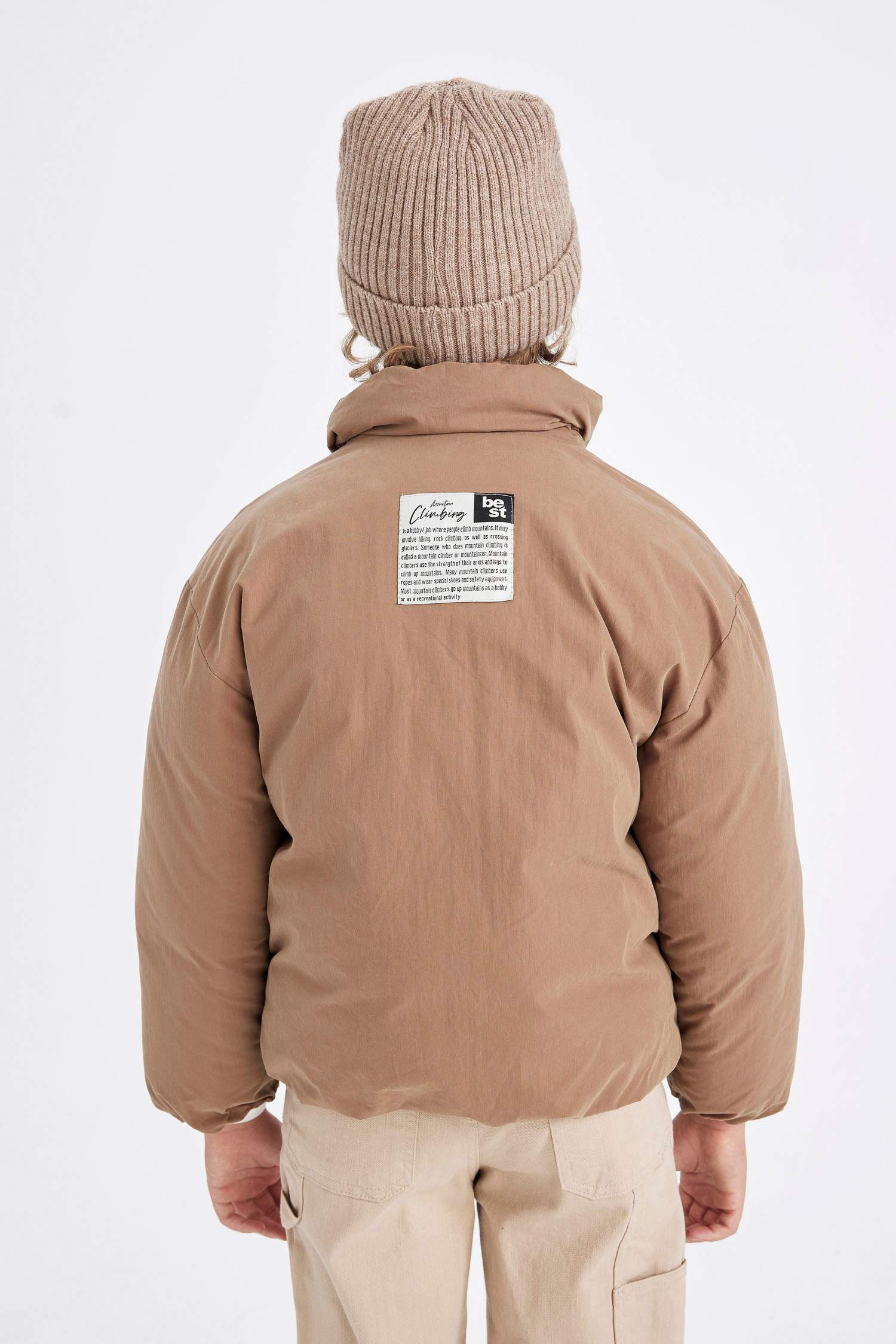 Boys Waterproof Stand-up Collar Zippered Pocket Coat