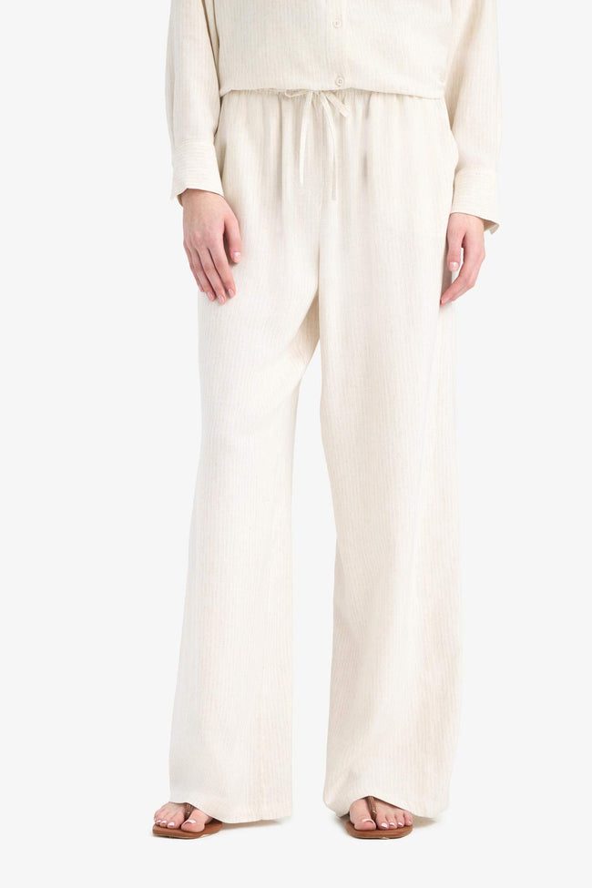 Wide Leg Double Pocket Striped Trousers Hover Image