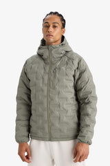 Water-repellent, regular fit, hooded, zip-up, quilted, puffer jacket.