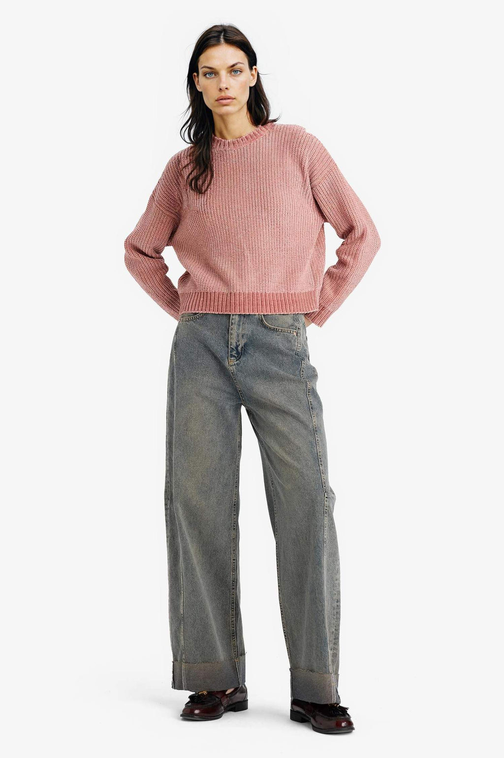 Regular Fit Crew Neck Chenille Sweater