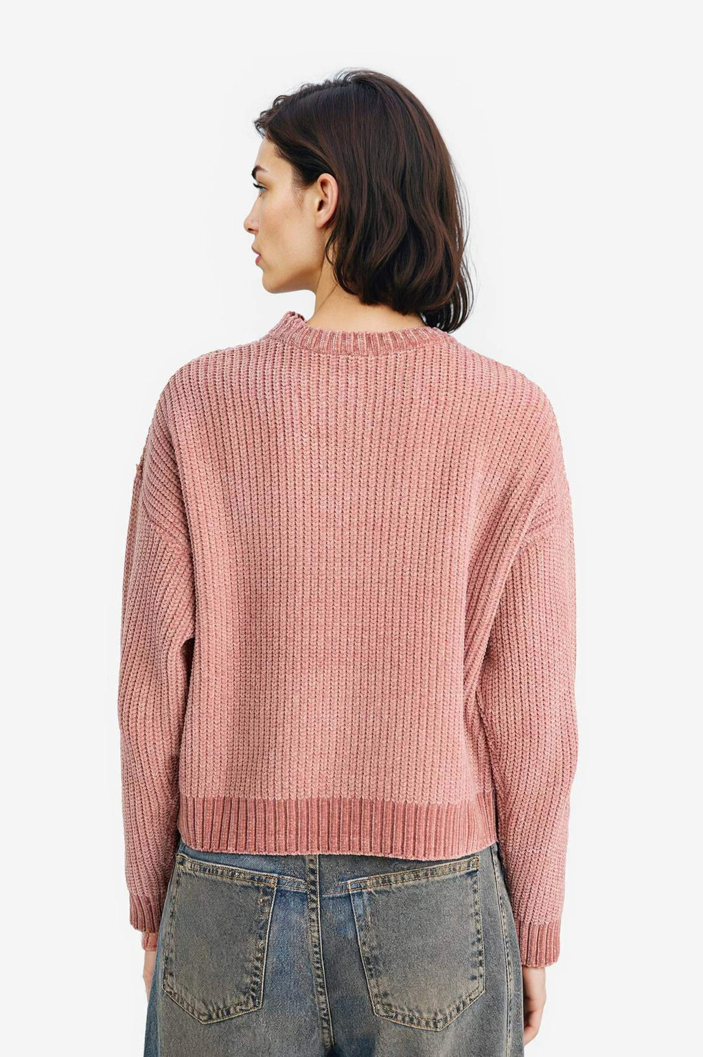 Regular Fit Crew Neck Chenille Sweater