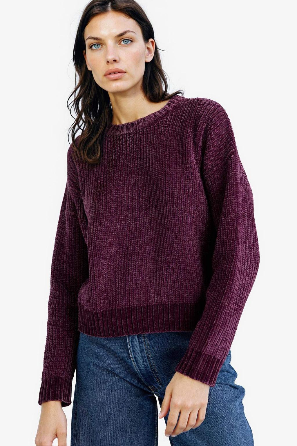 Regular Fit Crew Neck Chenille Sweater