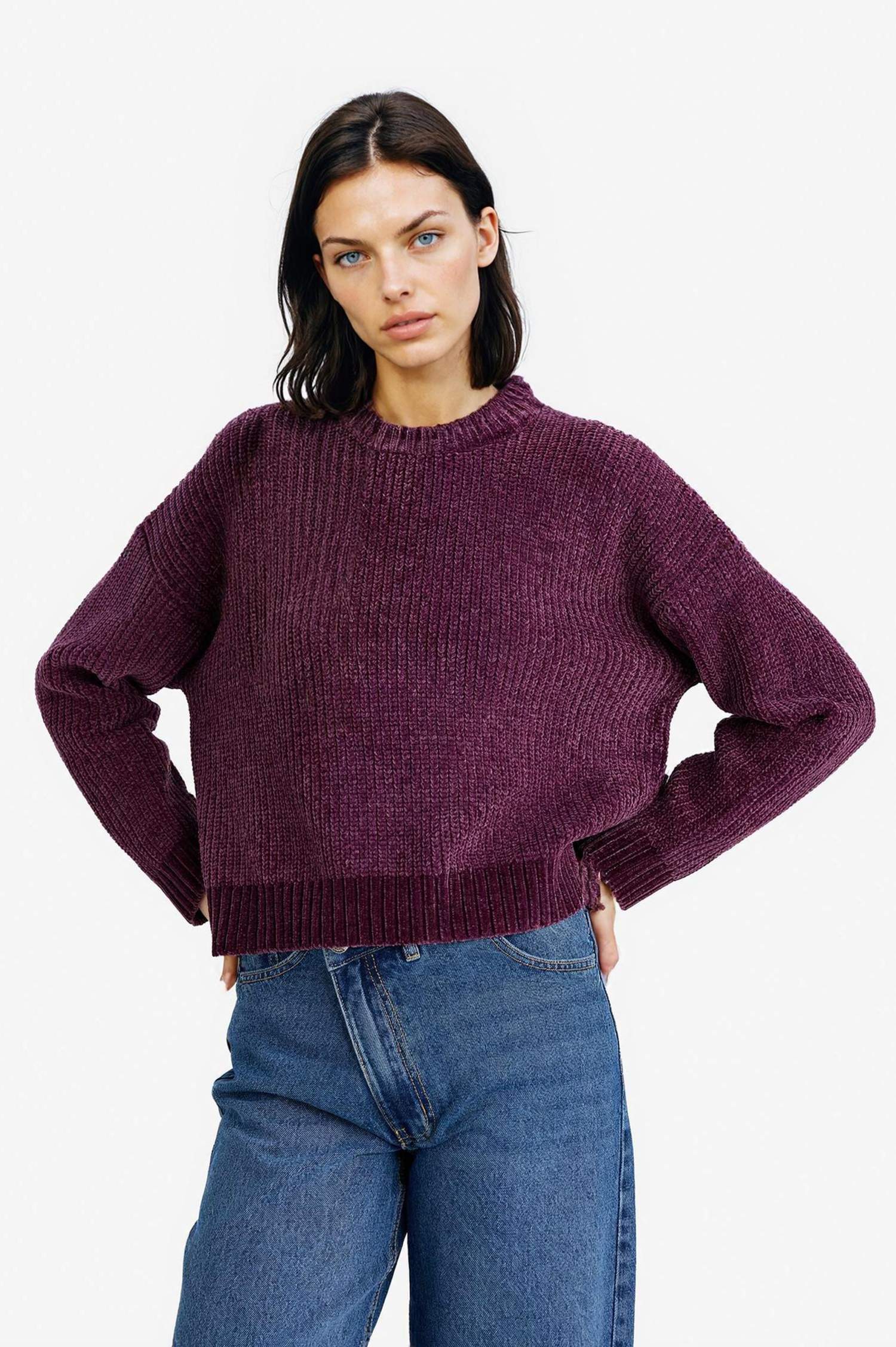 Regular Fit Crew Neck Chenille Sweater