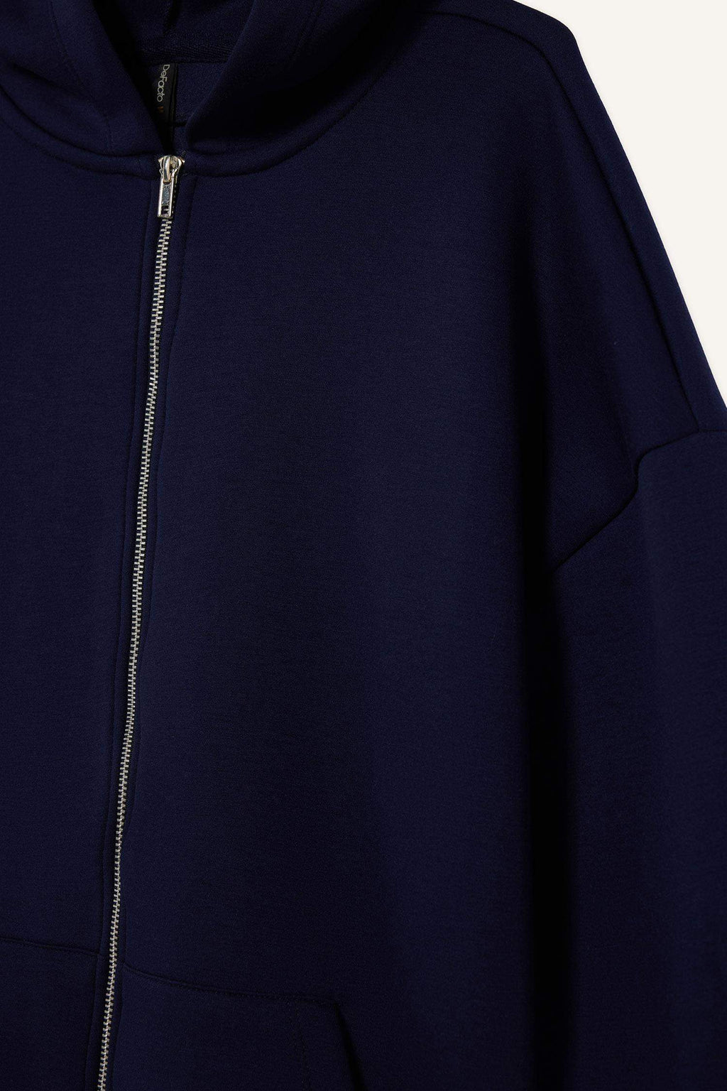 Oversize Wide Fit Hooded Scuba Diving Fabric Cardigan