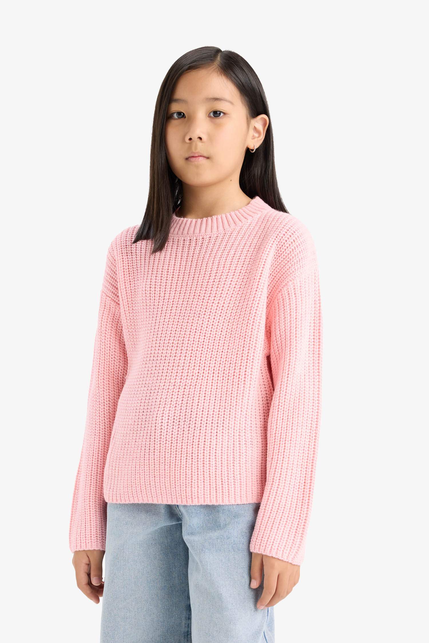 Girl's Standard Fit Crew Neck Knitwear Sweater