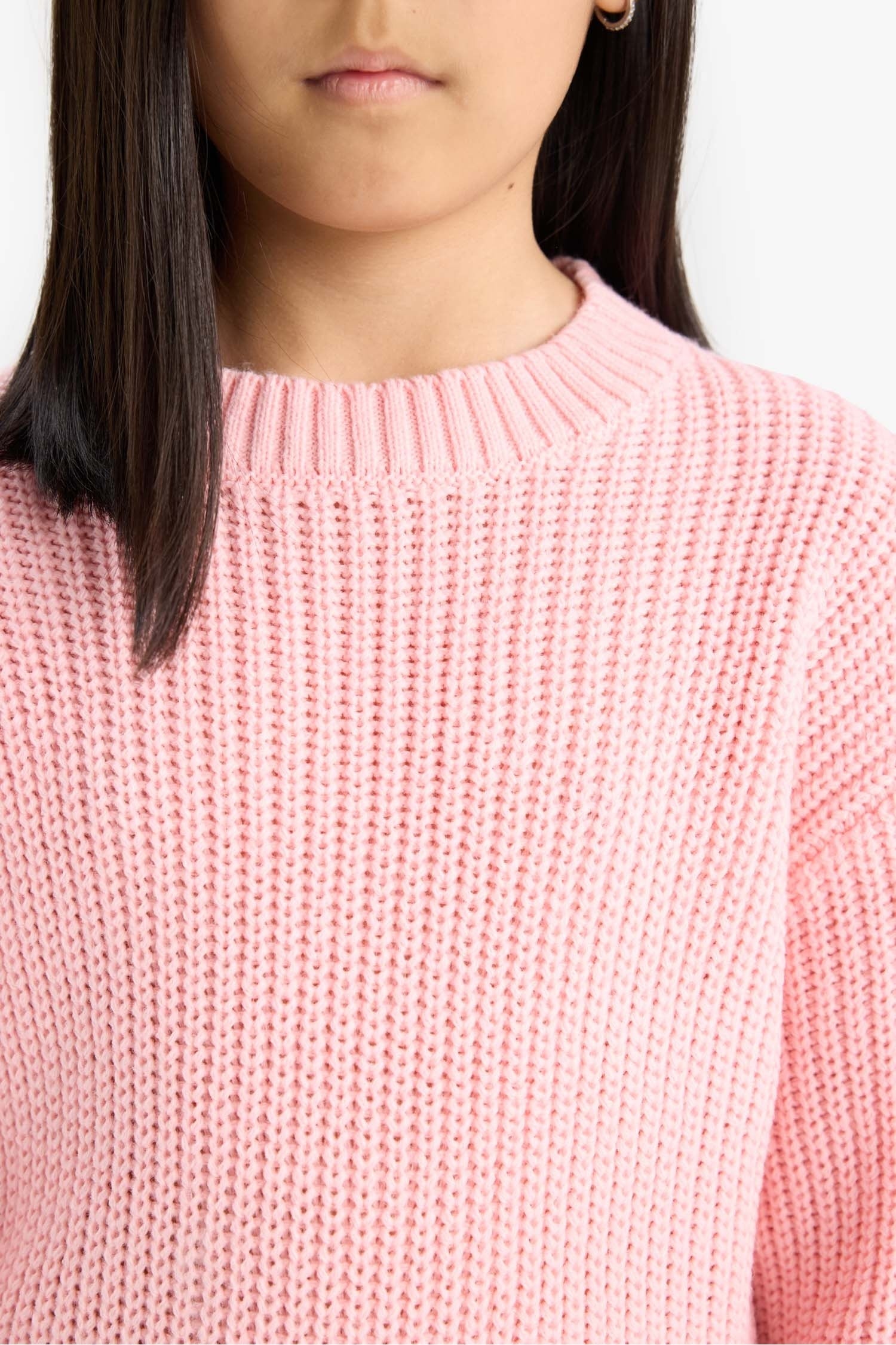 Girl's Standard Fit Crew Neck Knitwear Sweater