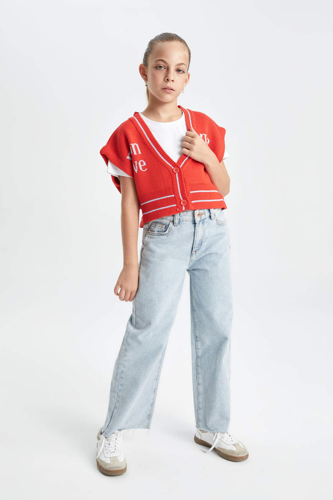 Girls V-Neck Knitted Vest Main Image