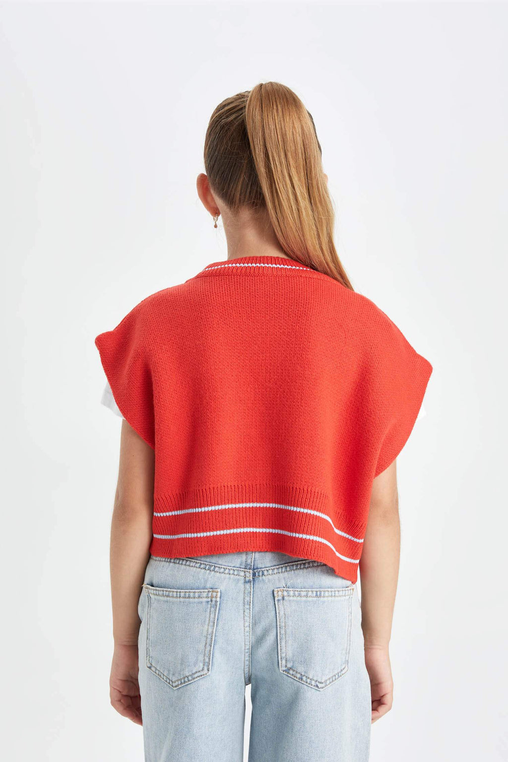 Girls V-Neck Knitted Vest