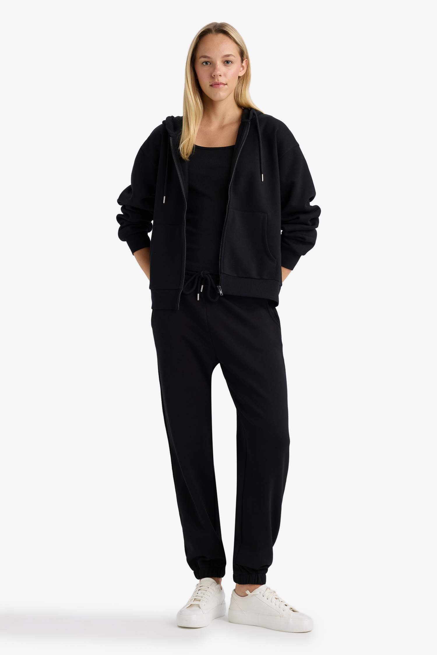 Regular fit hooded cardigan in heavyweight fabric