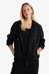 Regular fit hooded cardigan in heavyweight fabric