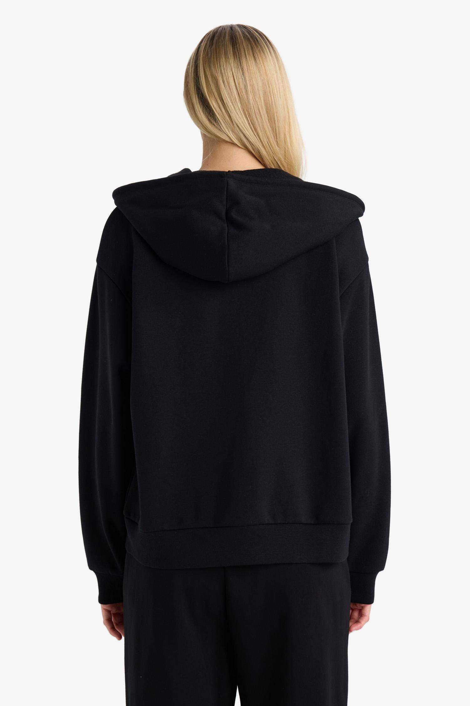 Regular fit hooded cardigan in heavyweight fabric