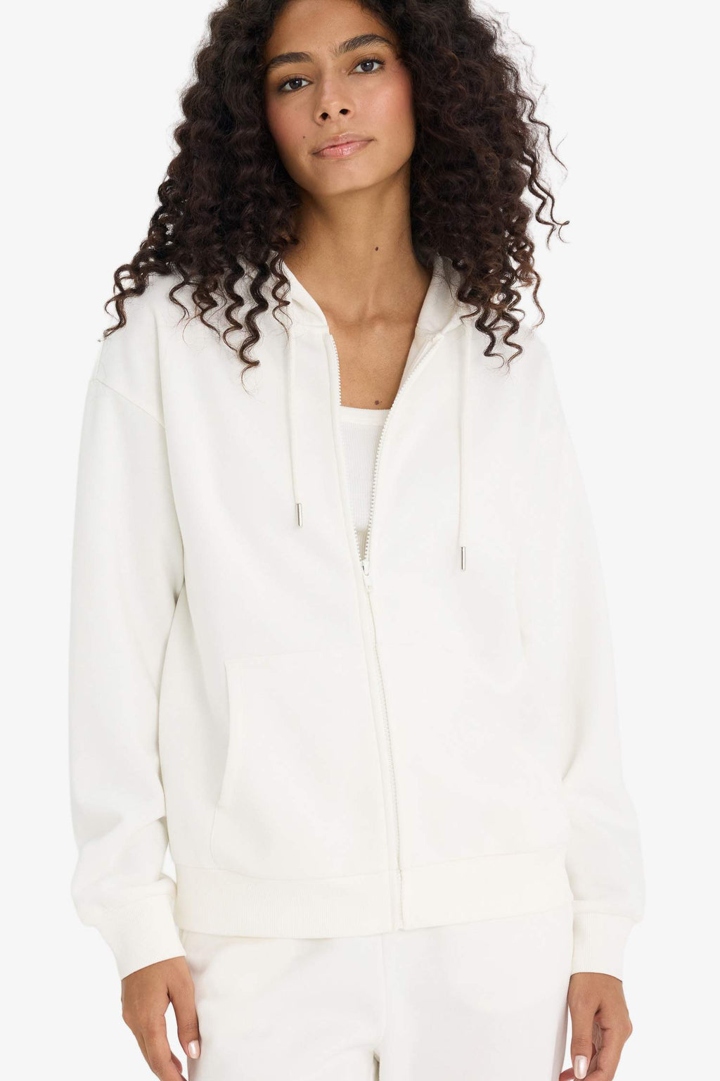 Regular fit hooded cardigan in heavyweight fabric