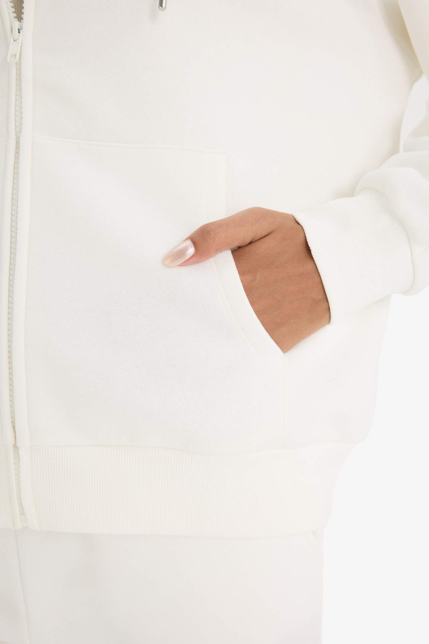 Regular fit hooded cardigan in heavyweight fabric