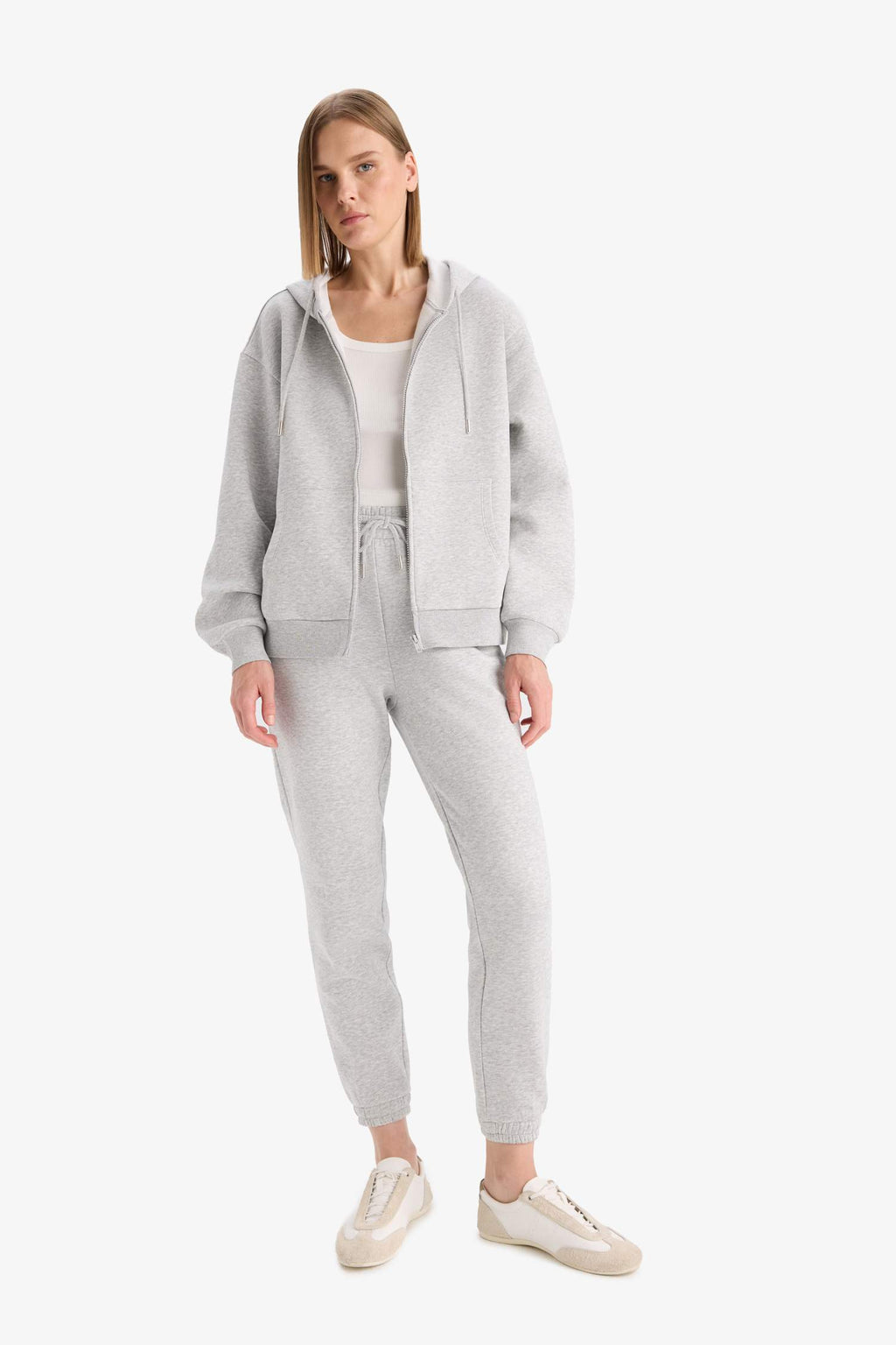 Regular fit hooded cardigan in heavyweight fabric