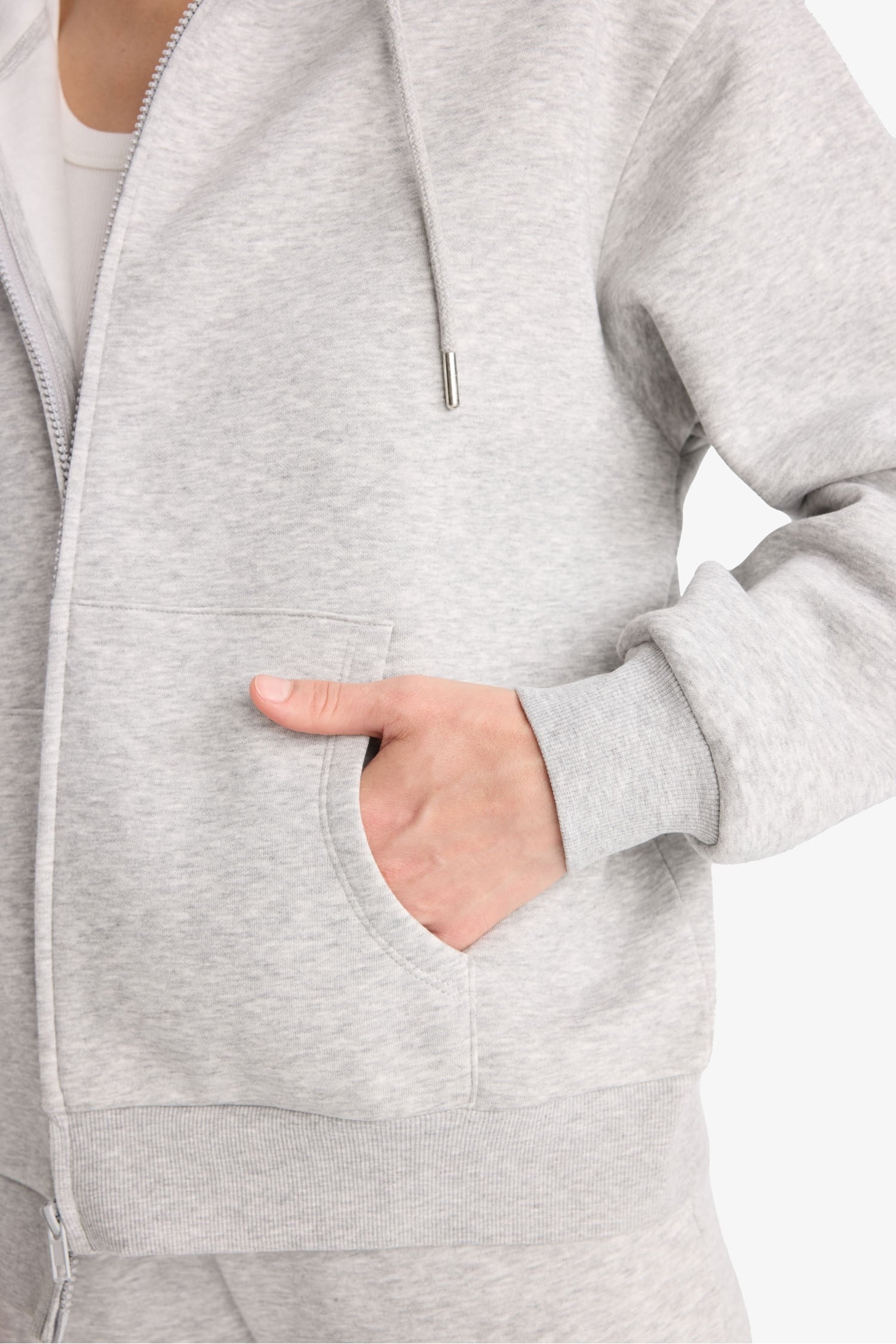 Regular fit hooded cardigan in heavyweight fabric