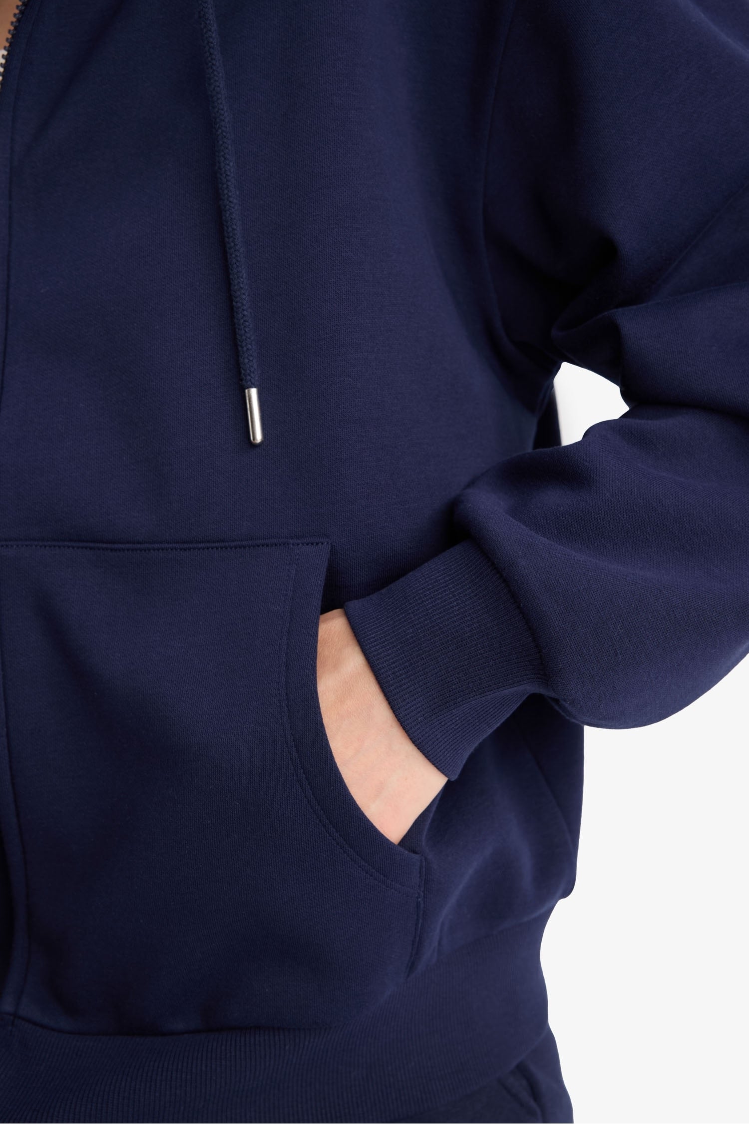 Regular fit hooded cardigan in heavyweight fabric