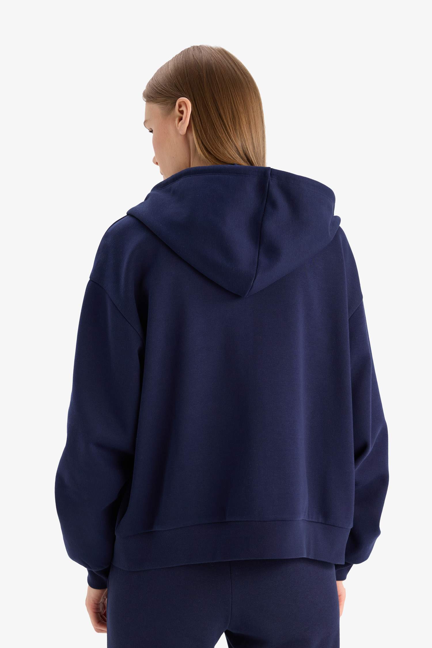 Regular fit hooded cardigan in heavyweight fabric