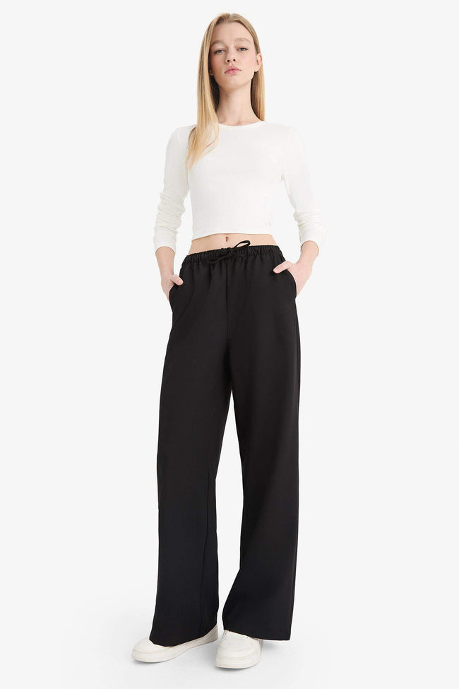 Wide Leg Regular Waist Trousers Hover Image