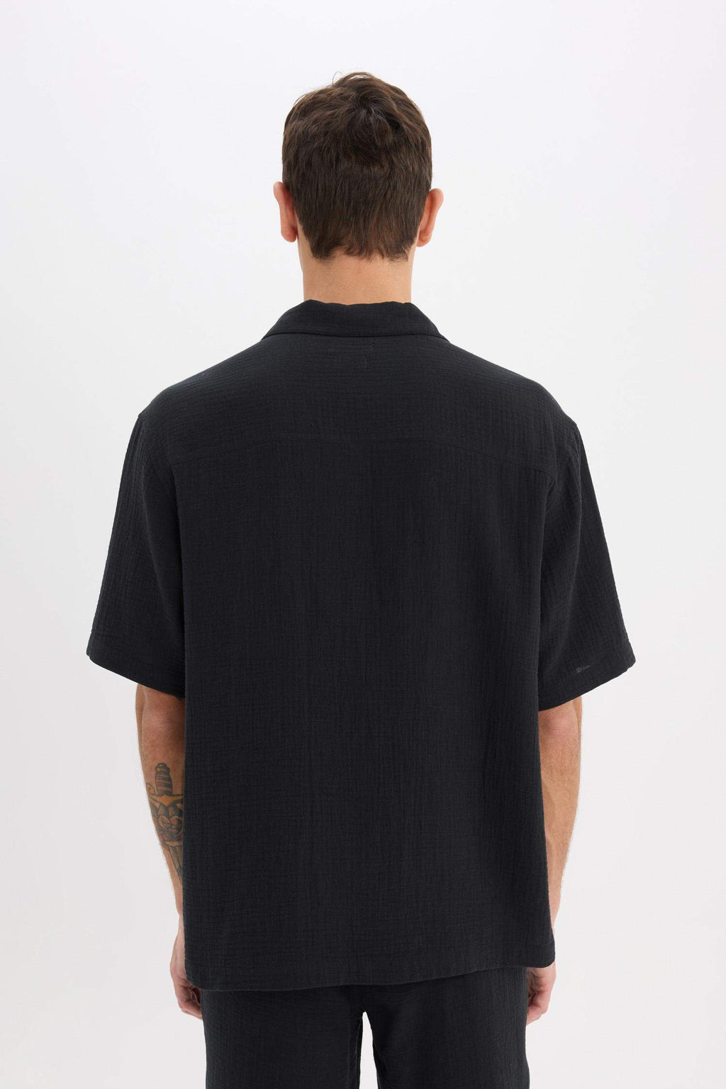 100% Cotton Relax Fit Polo Collar Cotton Summer Muslin Short Sleeve Shirt