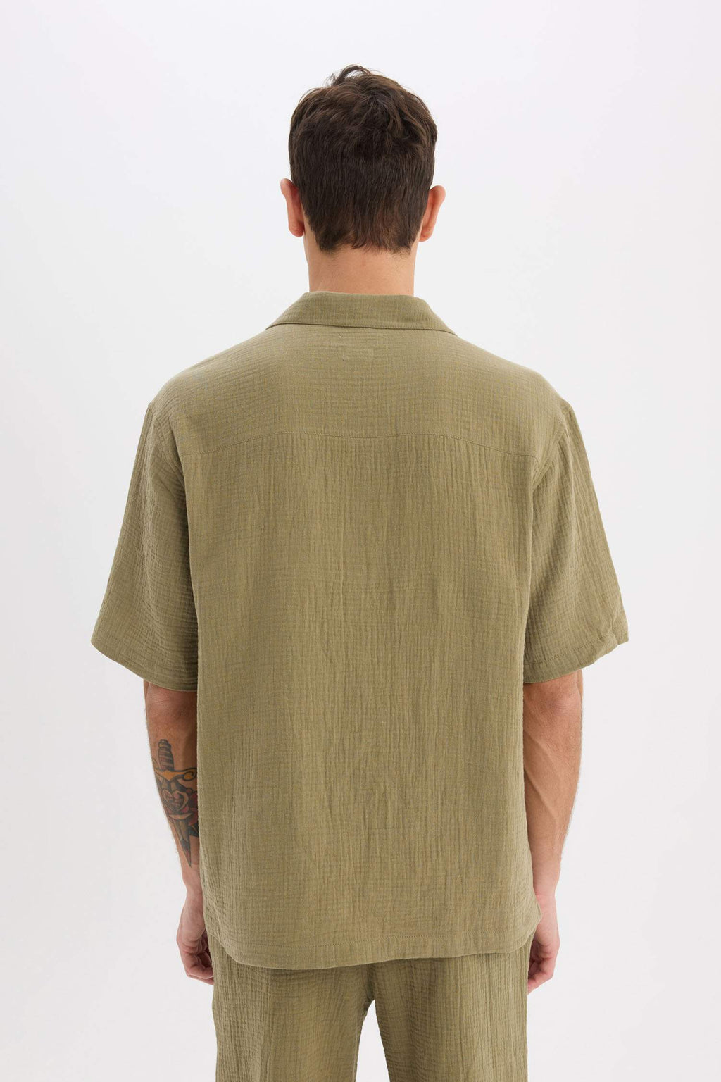 100% Cotton Relax Fit Polo Collar Cotton Summer Muslin Short Sleeve Shirt