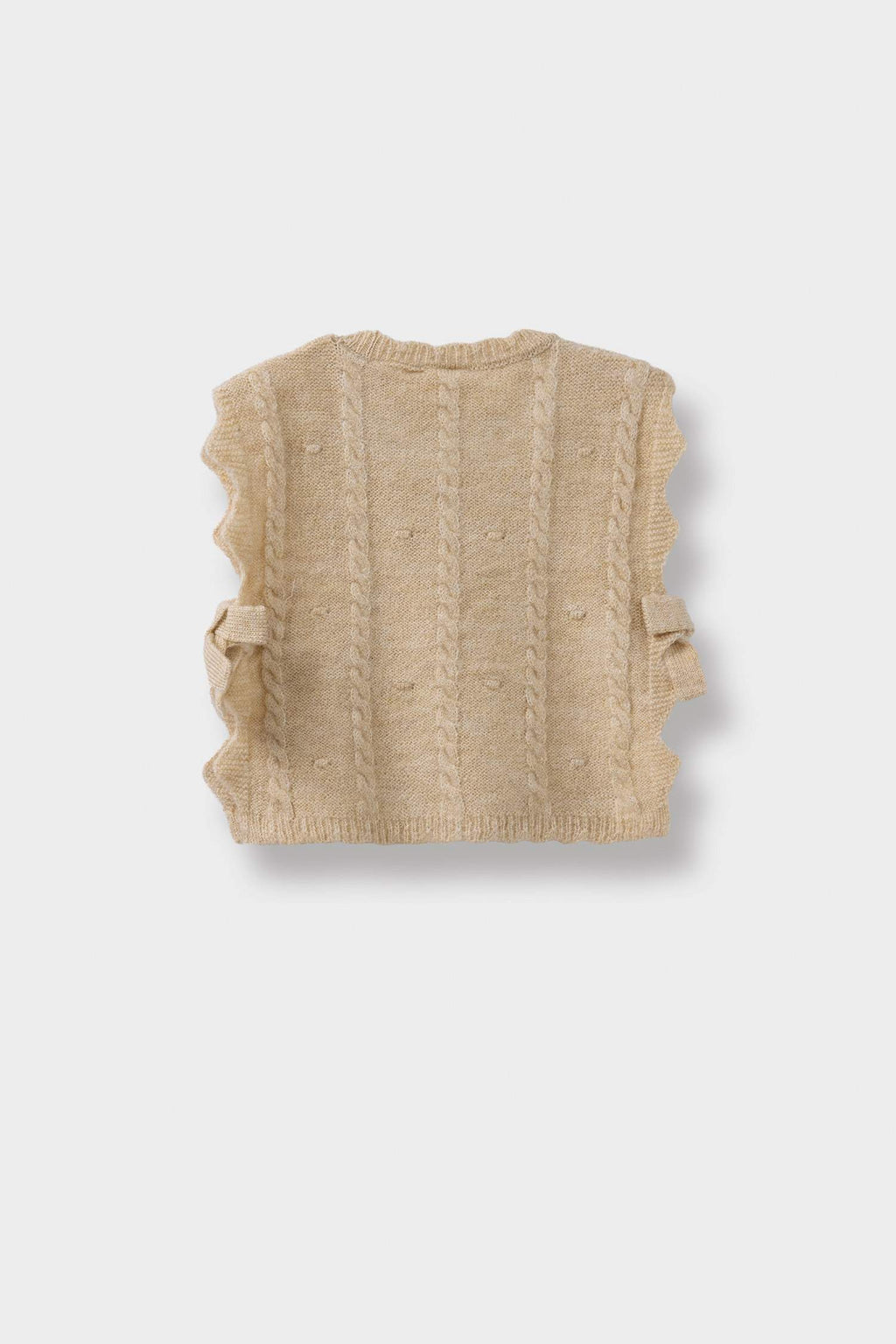 Baby Girl Crew Neck Side Tie Knit Sweater