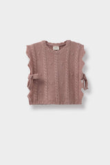 Baby Girl Crew Neck Side Tie Knit Sweater