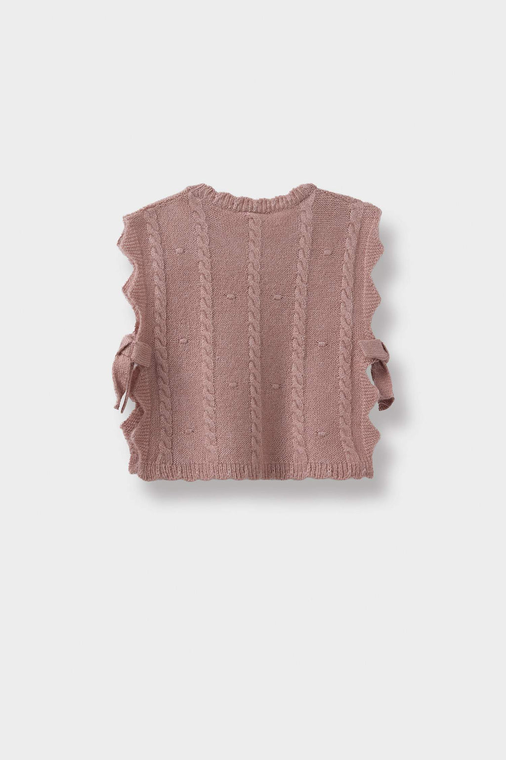 Baby Girl Crew Neck Side Tie Knit Sweater