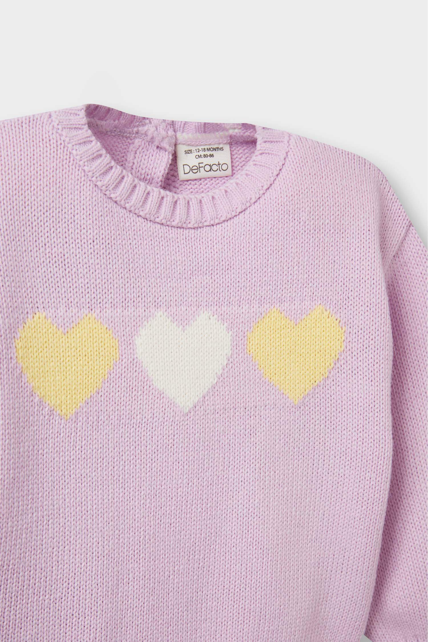 Baby Girl Crew Neck Printed Knitwear Sweater