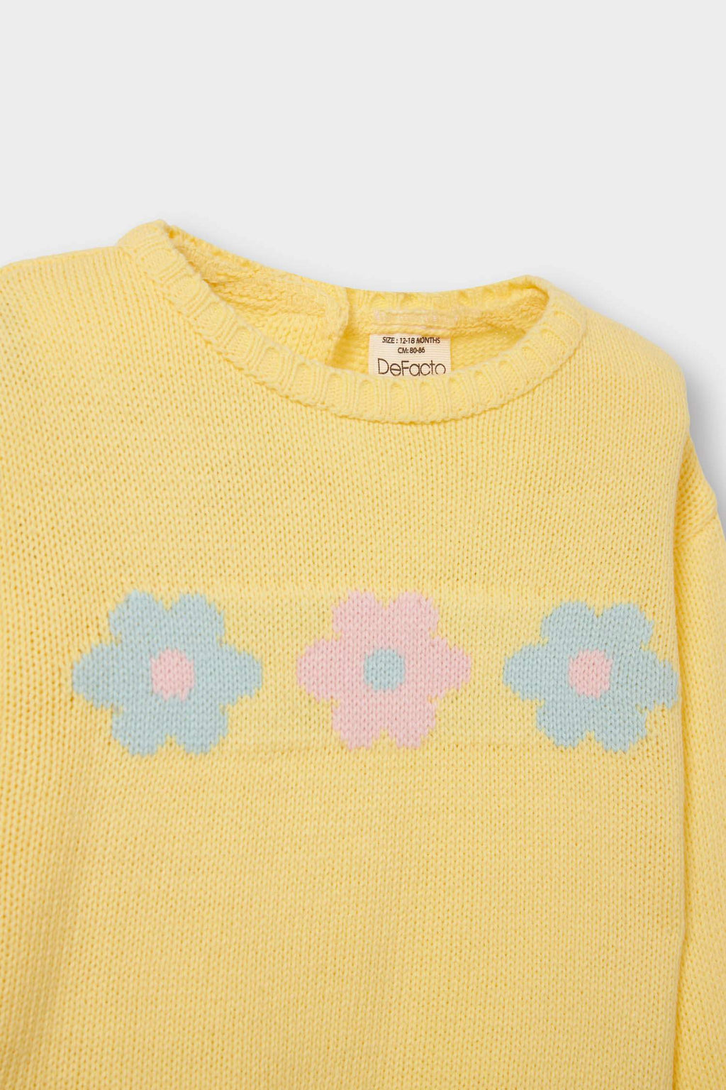 Baby Girl Crew Neck Printed Knitwear Sweater