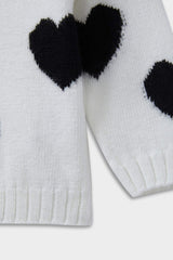 Baby Girl Crew Neck Heart Patterned Knitwear Sweater