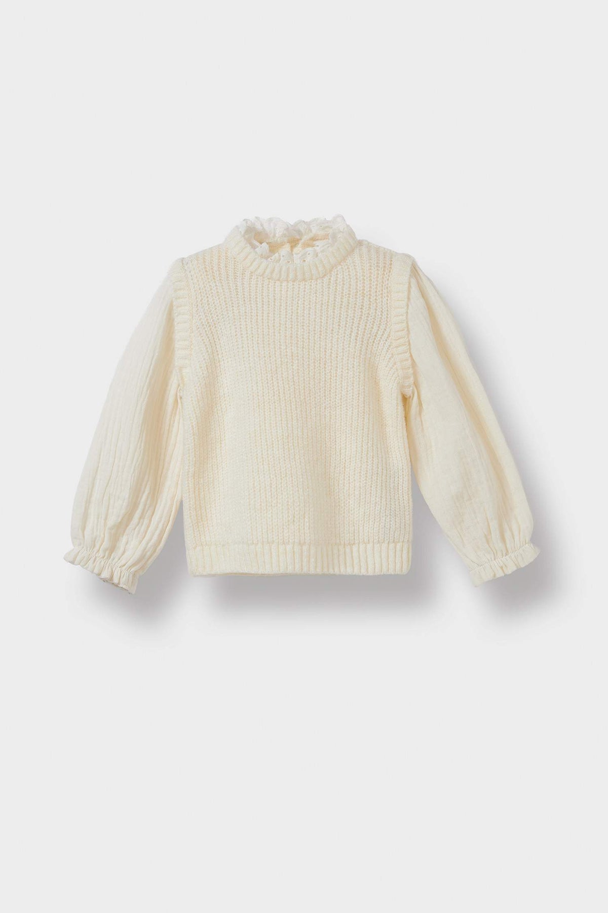 Baby Girl Crew Neck Embroidered Knitwear Sweater