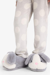 Girls Rabbit Themed Flat Sole Slippers