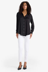 Standard fit shirt collar satin long sleeve shirt