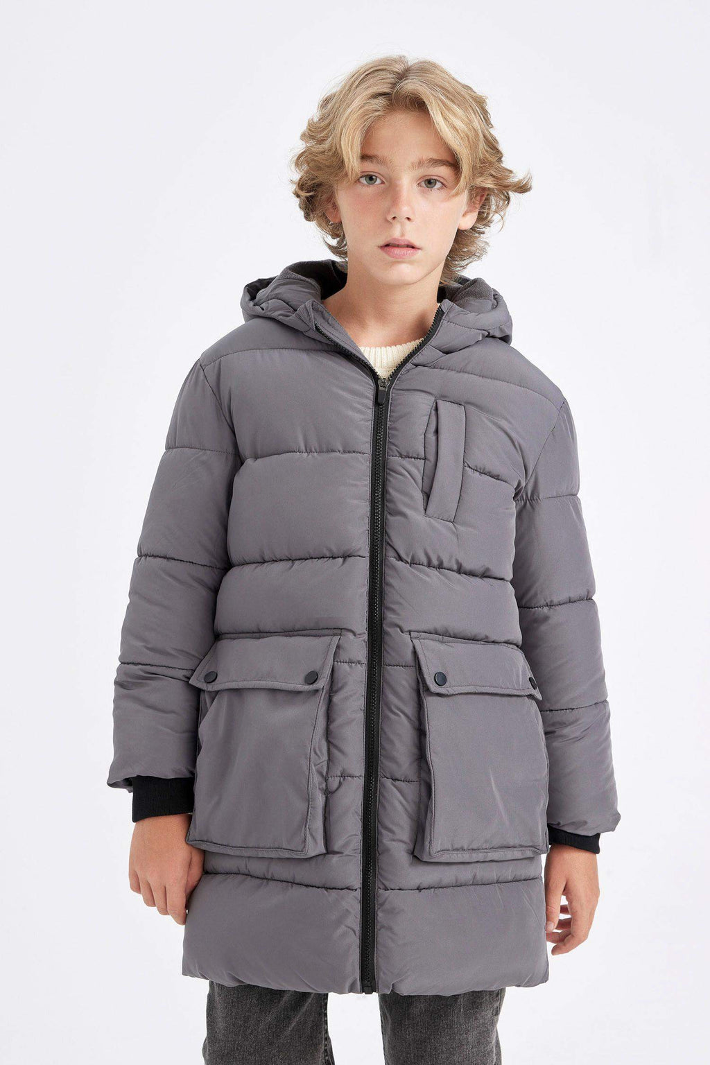 Boys Waterproof Hooded Zippered Pocket Fleece Lined Parka