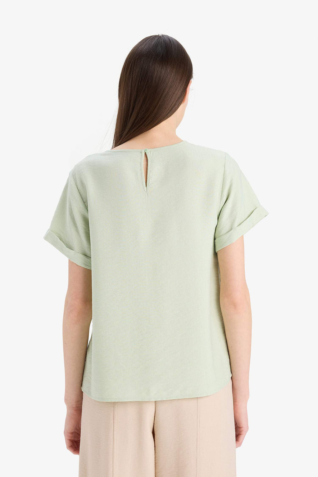 Regular Fit Round Neck Short Sleeve Blouse