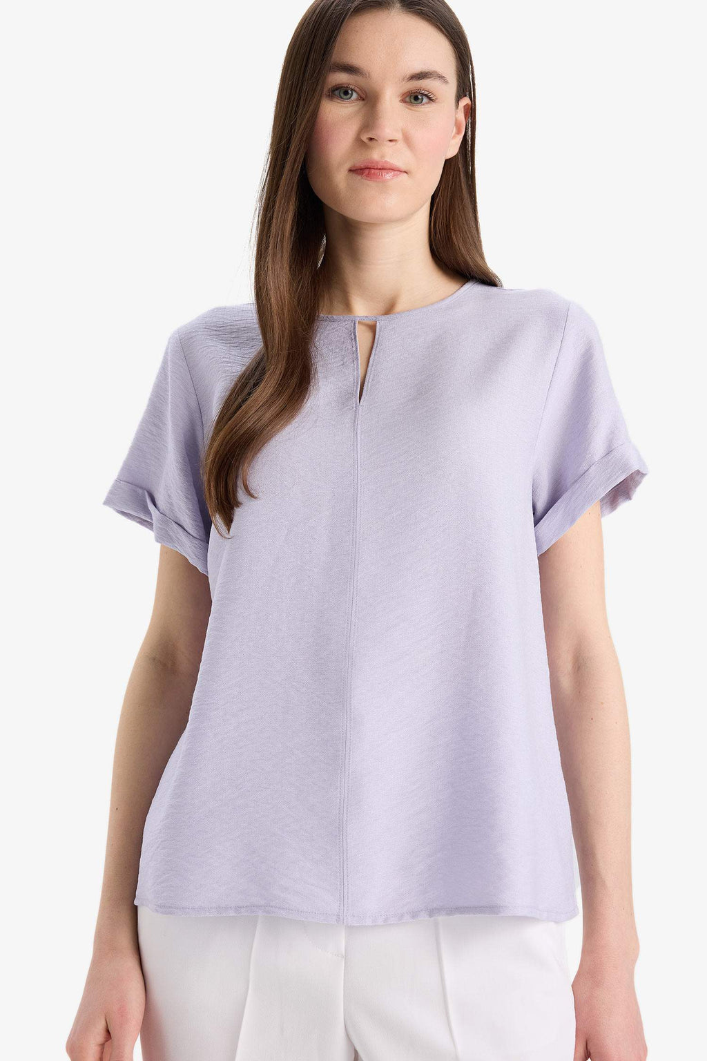 Regular Fit Round Neck Short Sleeve Blouse