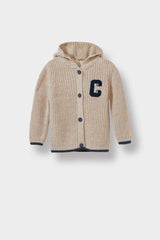 Baby Boy Embroidered Hooded Buttoned Knitwear Cardigan