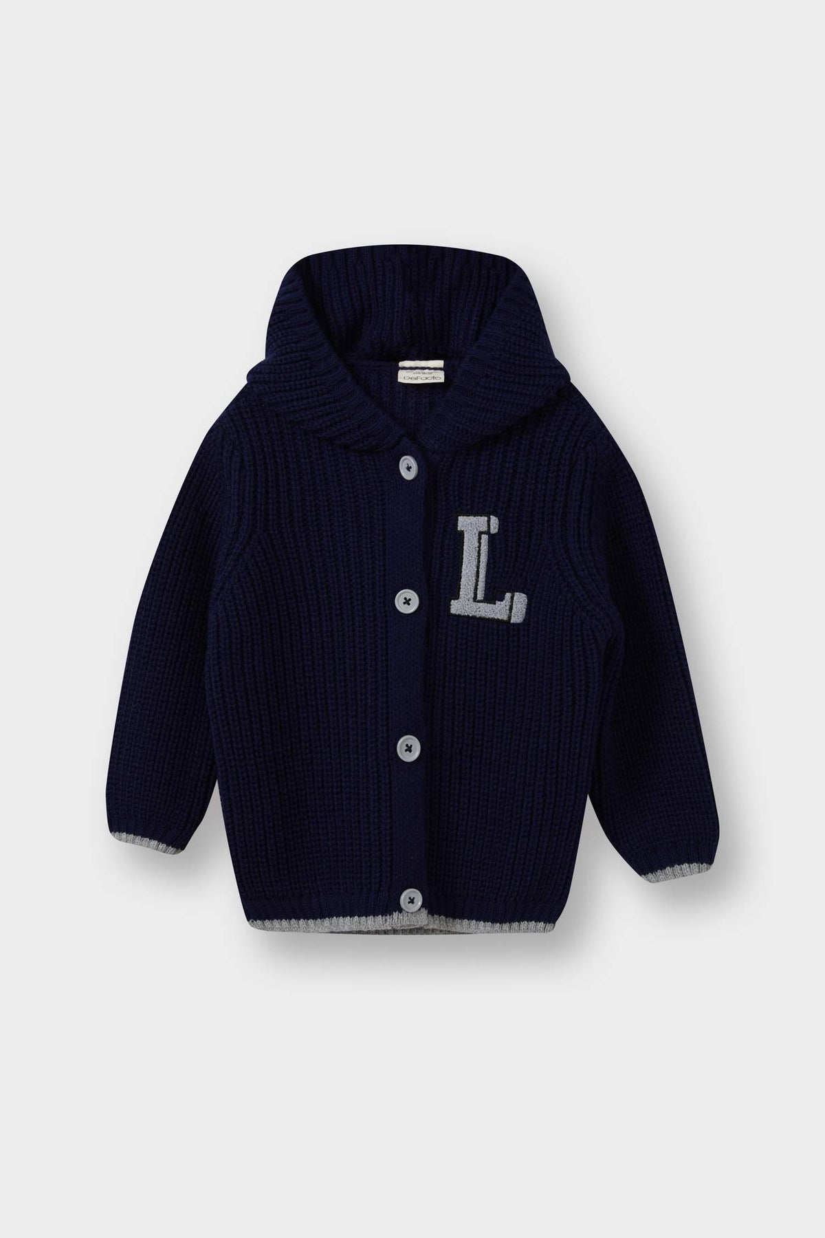 Baby Boy Embroidered Hooded Buttoned Knitwear Cardigan