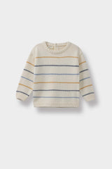 Baby Boy Crew Neck Striped Knit Sweater