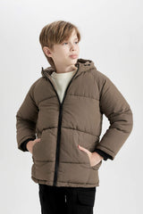Boys Waterproof Hooded Fleece Lined Coat