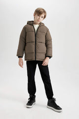 Boys Waterproof Hooded Fleece Lined Coat